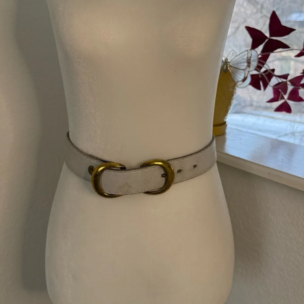 Vintage solid brass belt buckle White Belt